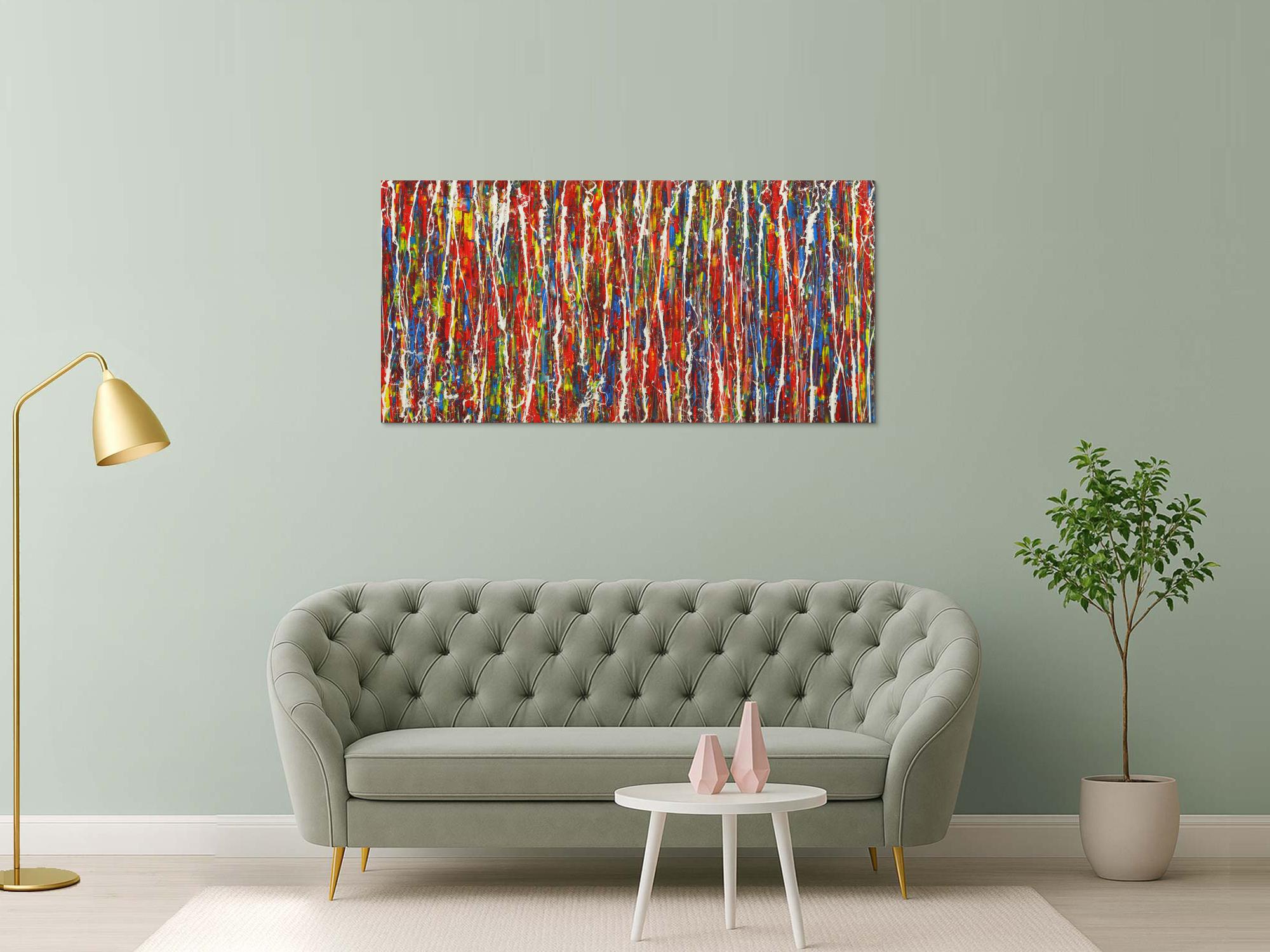 Abstraktes Gemälde Modern Art handgemalt Action Painting sehr bunt zeitgenössisch