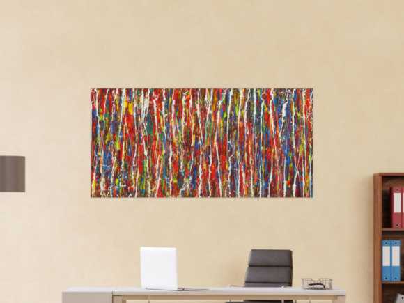 Abstraktes Gemälde Modern Art handgemalt Action Painting sehr bunt zeitgenössisch