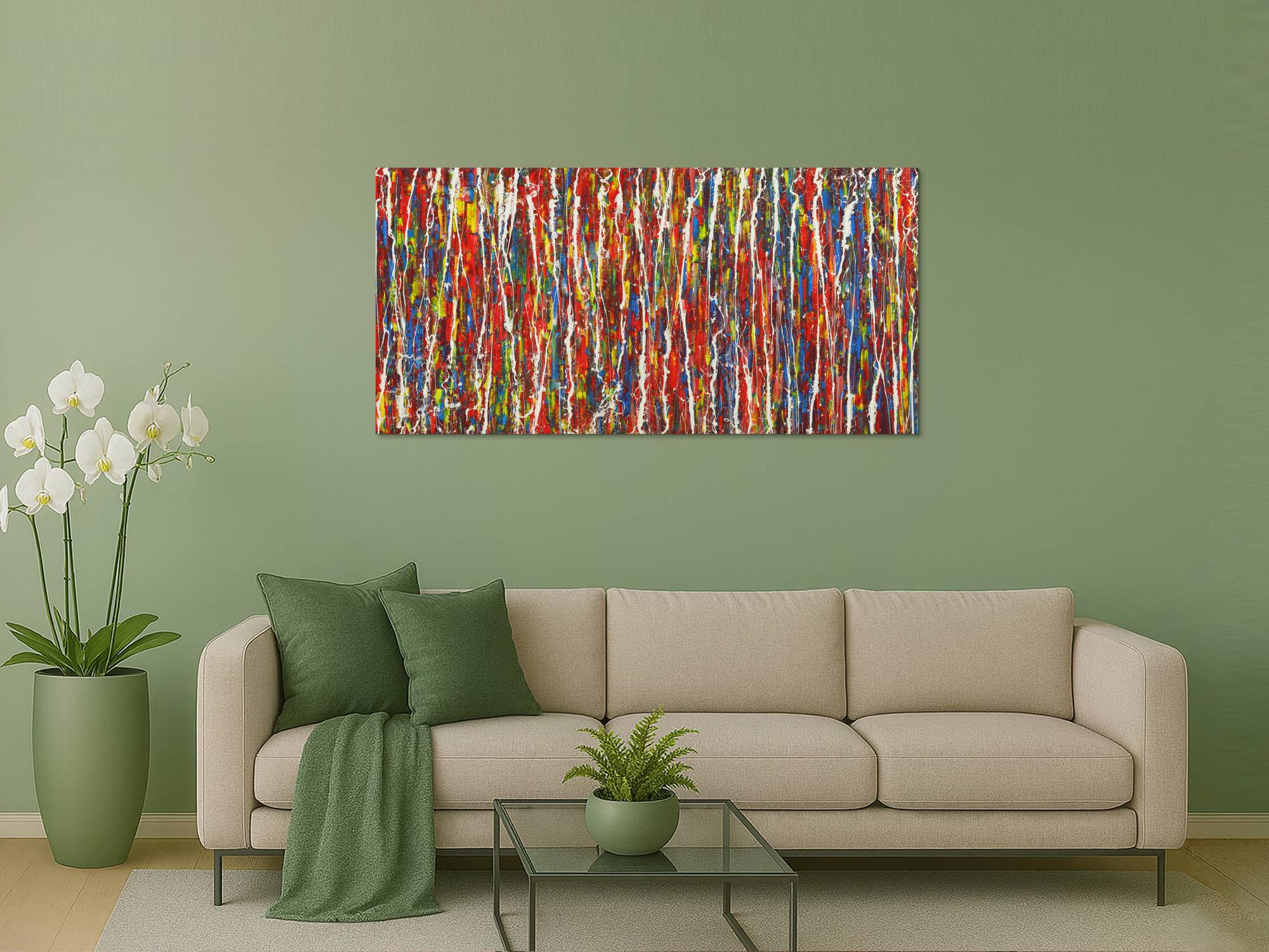 Abstraktes Gemälde Modern Art handgemalt Action Painting sehr bunt zeitgenössisch