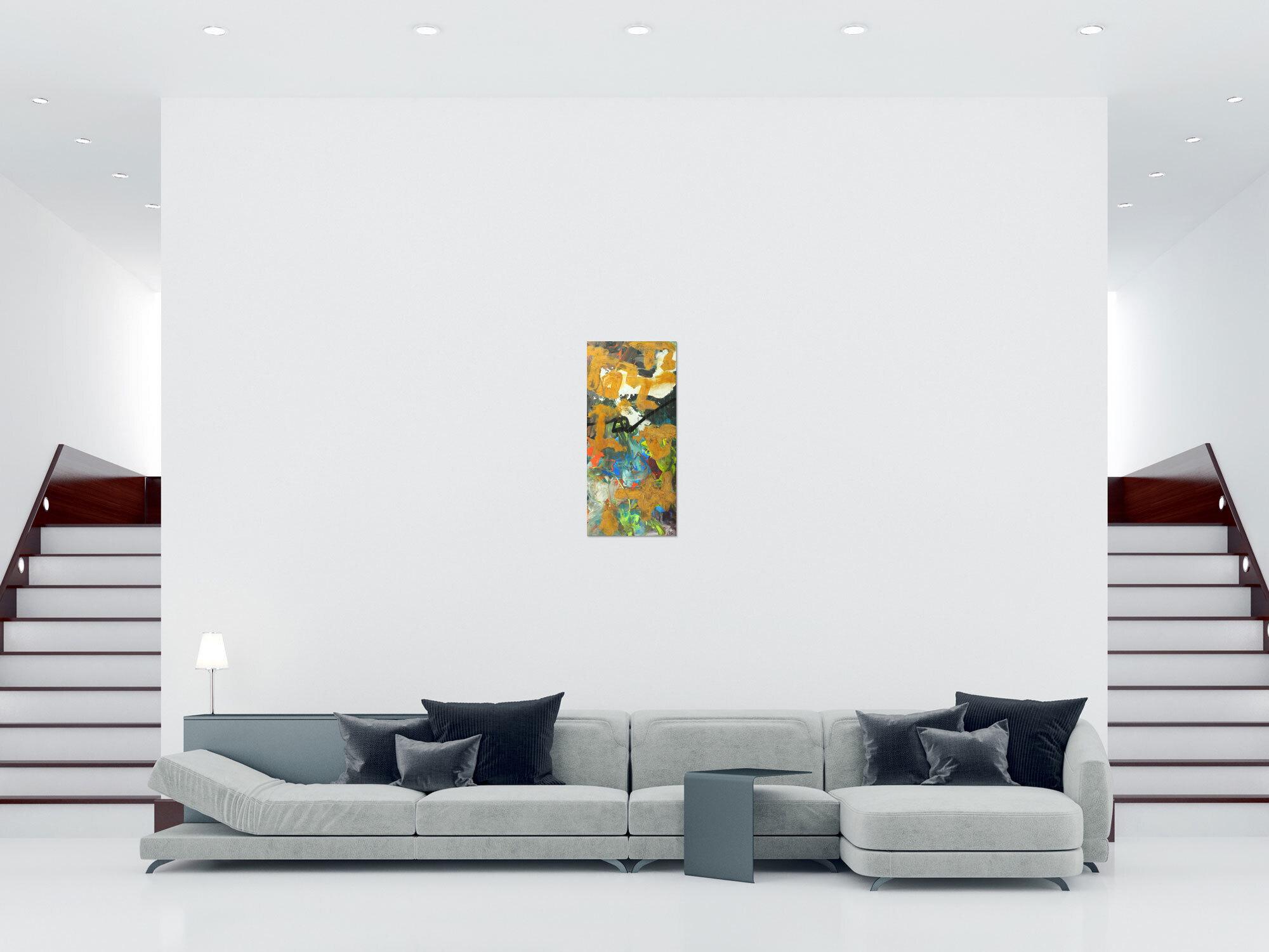 Gemälde Original abstrakt 200x90cm Aus echtem Rost expressionistisch handgefertigt Mischtechnik orange anthrazit schwarz hochwertig