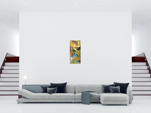 Gemälde Original abstrakt 200x90cm Aus echtem Rost expressionistisch handgefertigt Mischtechnik orange anthrazit schwarz hochwertig