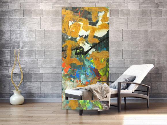 Gemälde Original abstrakt 200x90cm Aus echtem Rost expressionistisch handgefertigt Mischtechnik orange anthrazit schwarz hochwertig