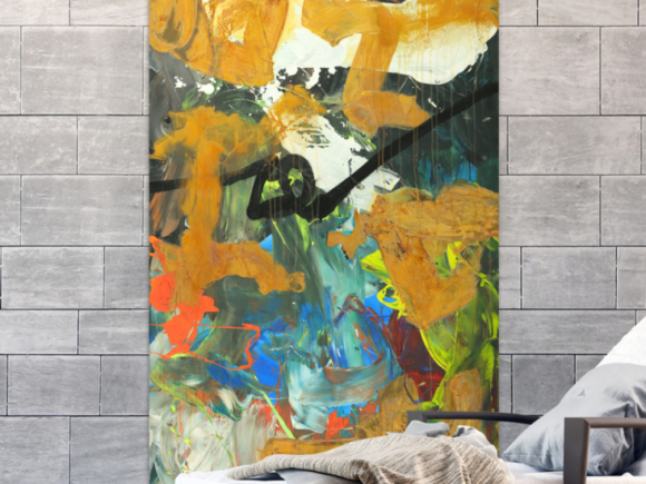 Gemälde Original abstrakt 200x90cm Aus echtem Rost expressionistisch handgefertigt Mischtechnik orange anthrazit schwarz hochwertig