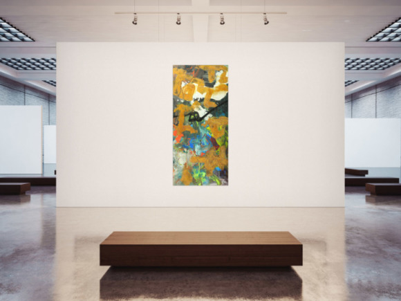 Gemälde Original abstrakt 200x90cm Aus echtem Rost expressionistisch handgefertigt Mischtechnik orange anthrazit schwarz hochwertig