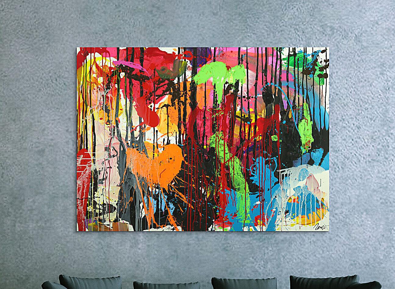 Abstraktes Original Gemälde 110x150cm Action Painting zeitgenössisch handgemalt Mischtechnik schwarz rot braun Einzelstück