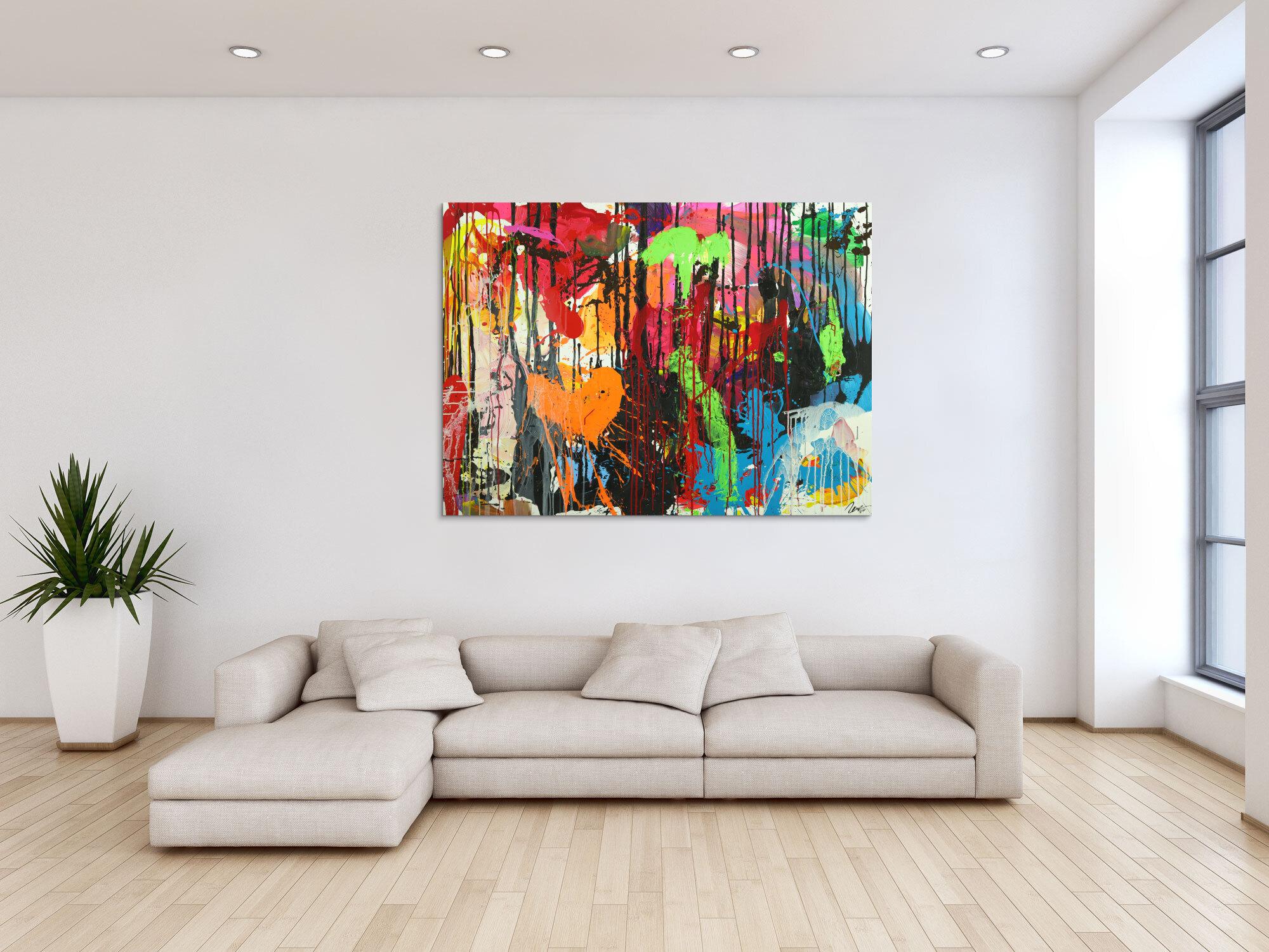 Abstraktes Original Gemälde 110x150cm Action Painting zeitgenössisch handgemalt Mischtechnik schwarz rot braun Einzelstück