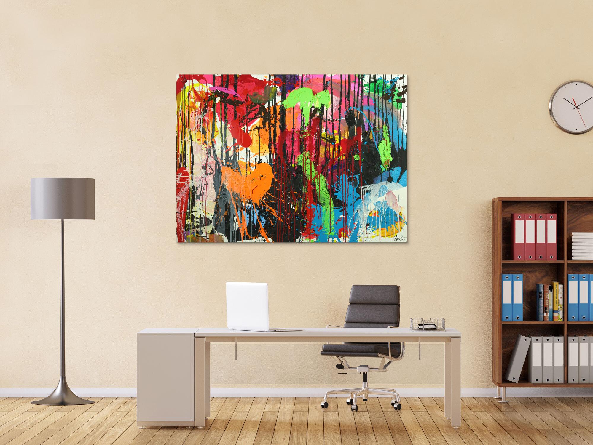Abstraktes Original Gemälde 110x150cm Action Painting zeitgenössisch handgemalt Mischtechnik schwarz rot braun Einzelstück
