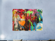 Abstraktes Original Gemälde 110x150cm Action Painting zeitgenössisch handgemalt Mischtechnik schwarz rot braun Einzelstück