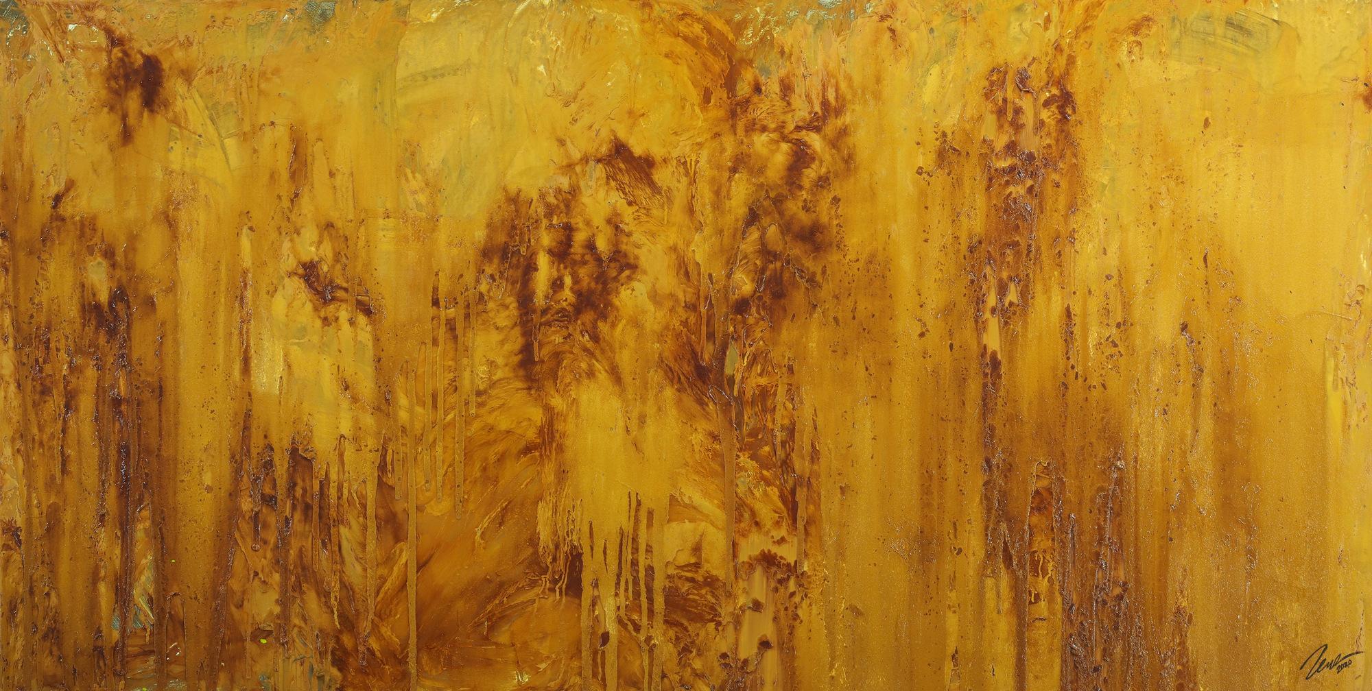 Gemälde Original abstrakt 100x200cm Aus echtem Rost Moderne Kunst handgefertigt Mischtechnik orange braun Unikat