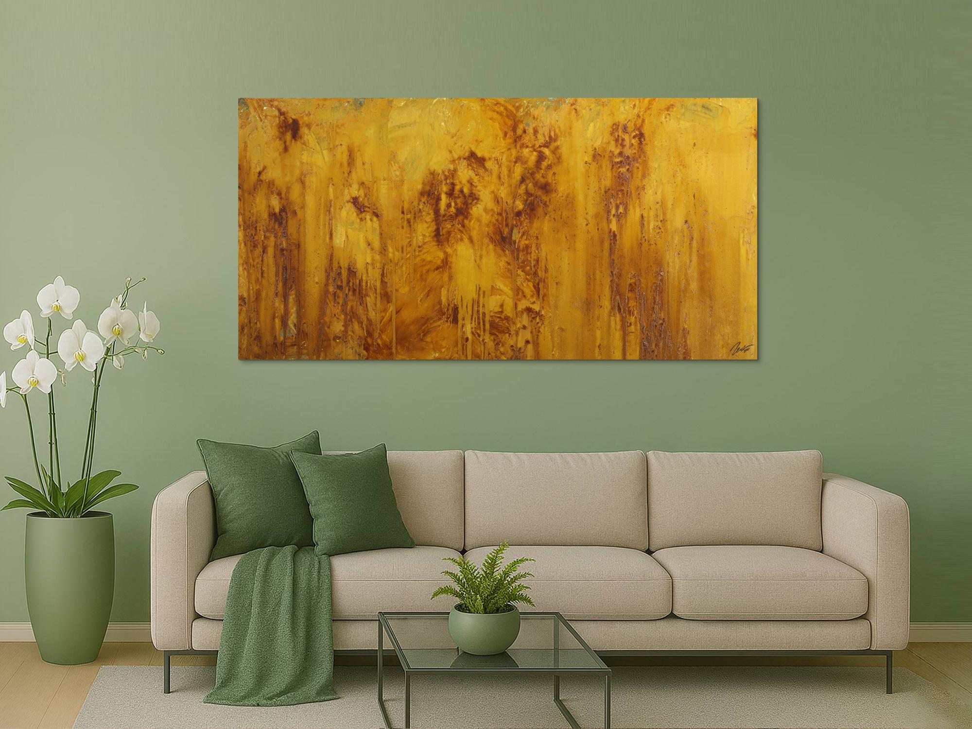 Gemälde Original abstrakt 100x200cm Aus echtem Rost Moderne Kunst handgefertigt Mischtechnik orange braun Unikat