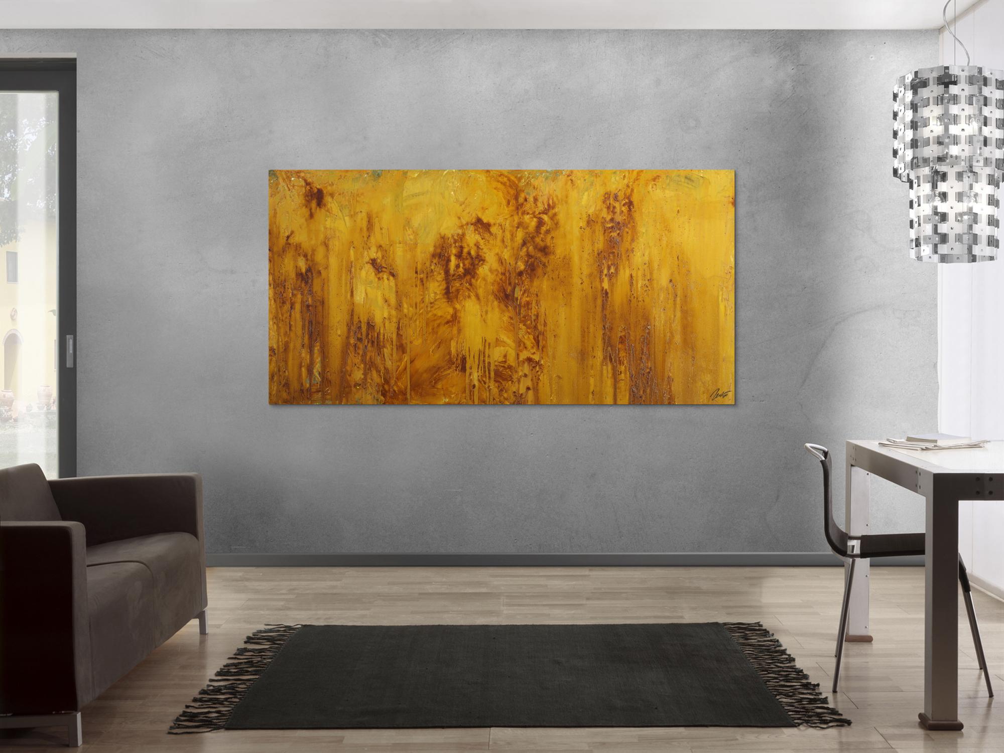 Gemälde Original abstrakt 100x200cm Aus echtem Rost Moderne Kunst handgefertigt Mischtechnik orange braun Unikat