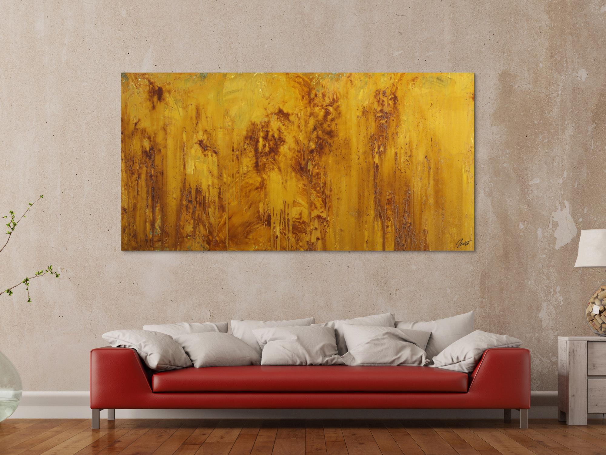 Gemälde Original abstrakt 100x200cm Aus echtem Rost Moderne Kunst handgefertigt Mischtechnik orange braun Unikat