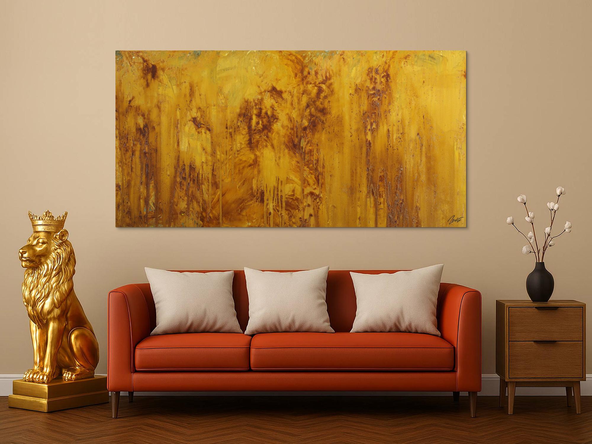Gemälde Original abstrakt 100x200cm Aus echtem Rost Moderne Kunst handgefertigt Mischtechnik orange braun Unikat
