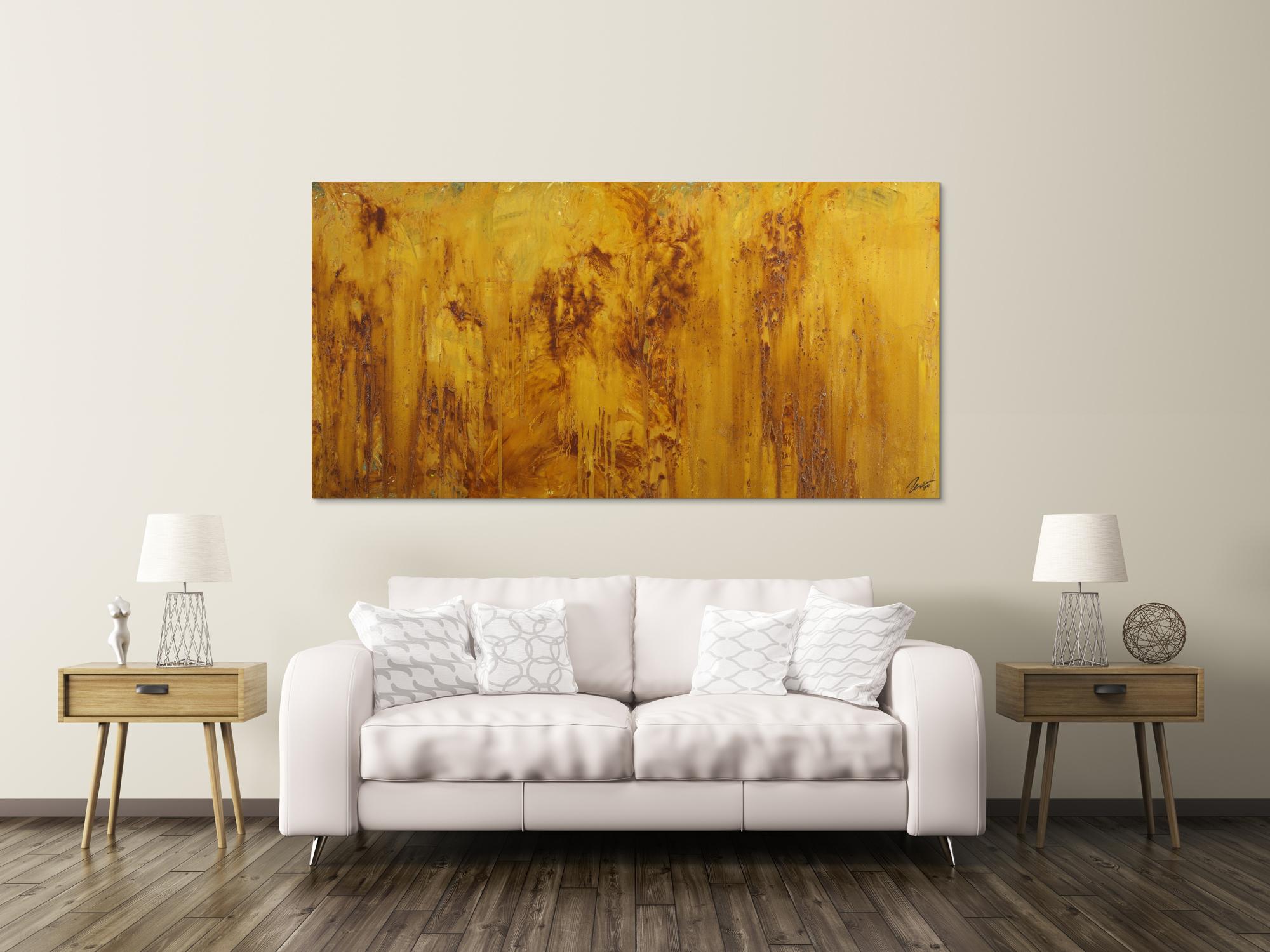 Gemälde Original abstrakt 100x200cm Aus echtem Rost Moderne Kunst handgefertigt Mischtechnik orange braun Unikat