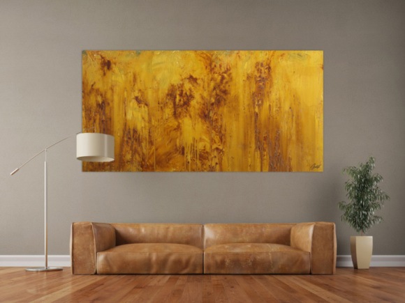 Gemälde Original abstrakt 100x200cm Aus echtem Rost Moderne Kunst handgefertigt Mischtechnik orange braun Unikat