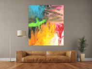 Original Gemälde abstrakt 150x130cm Mischtechnik Modern Art handgefertigt  gelb orange anthrazit Unikat