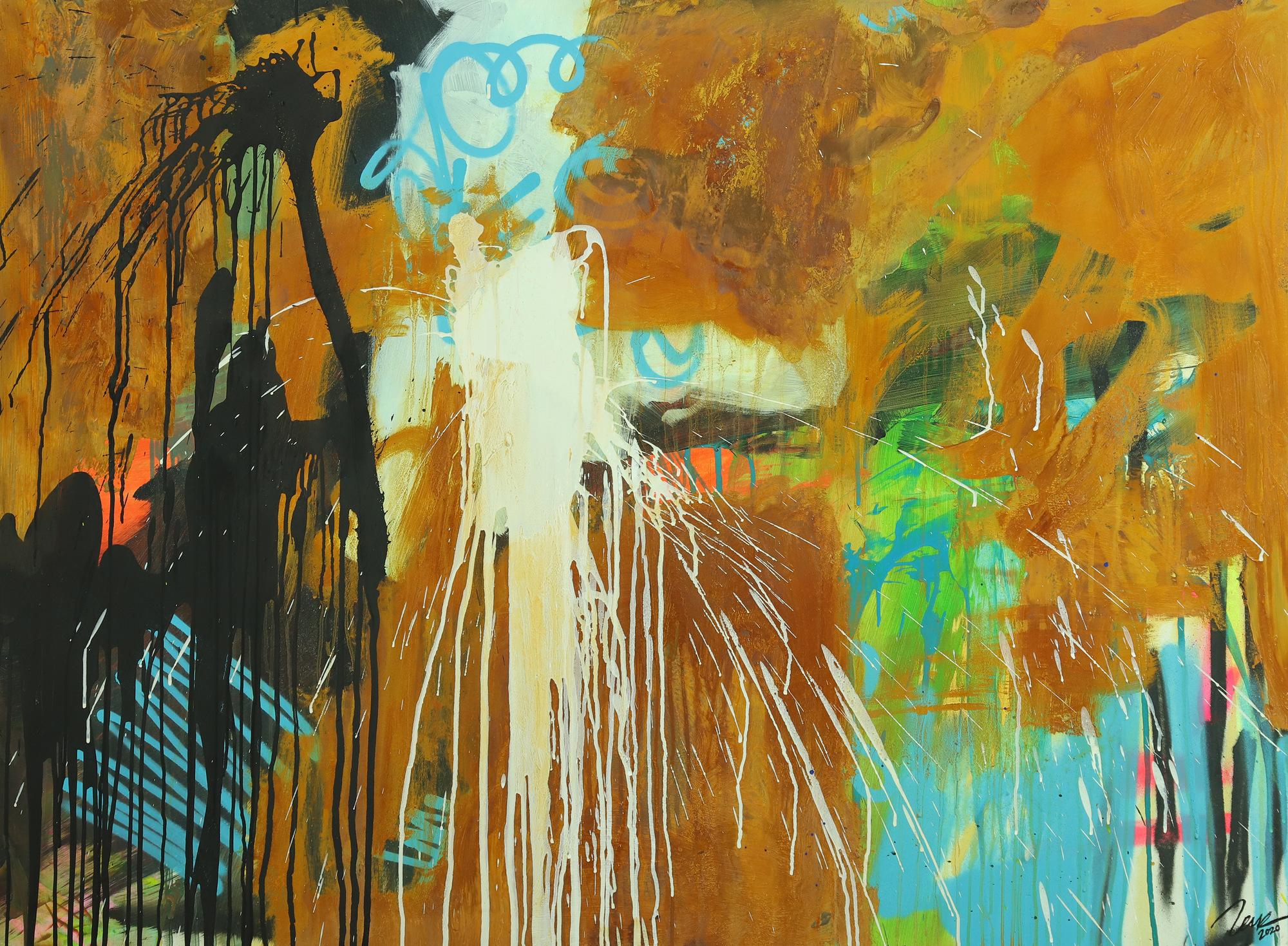 Abstraktes Original Gemälde 110x150cm Aus echtem Rost Moderne Kunst handgemalt Mischtechnik braun orange schwarz hochwertig