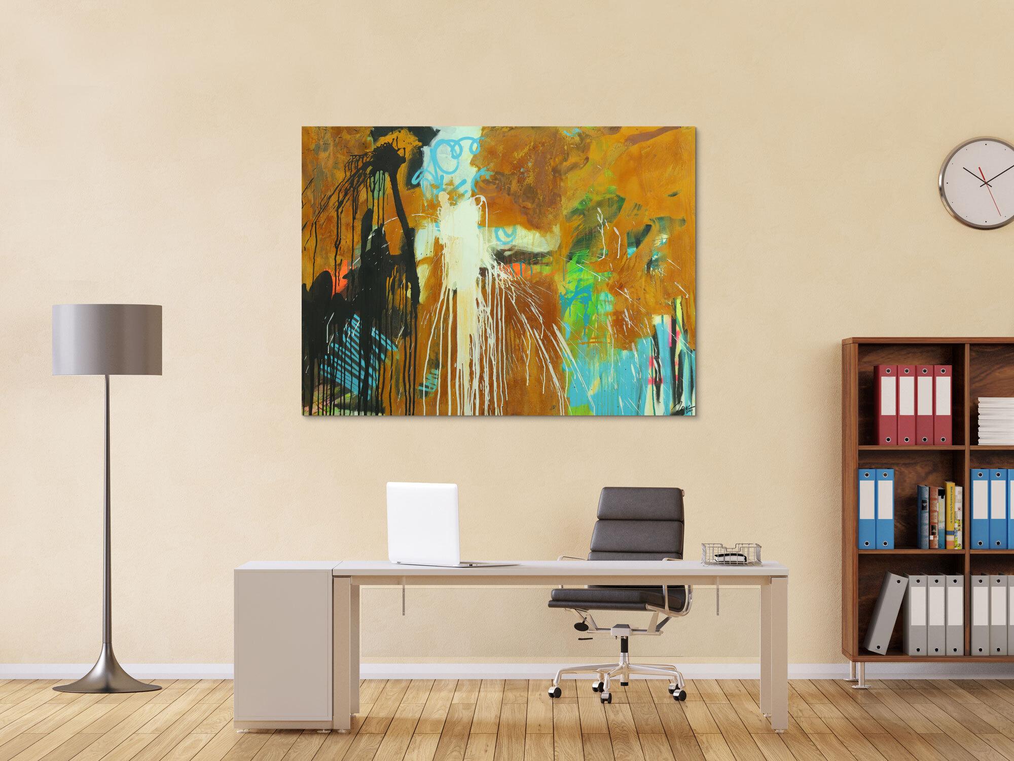 Abstraktes Original Gemälde 110x150cm Aus echtem Rost Moderne Kunst handgemalt Mischtechnik braun orange schwarz hochwertig