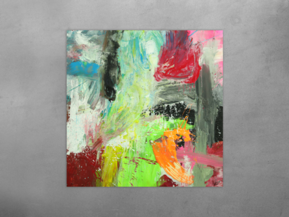 Gemälde Original abstrakt 130x130cm Action Painting Moderne Kunst auf Leinwand Mischtechnik weiß beige braun einzigartig
