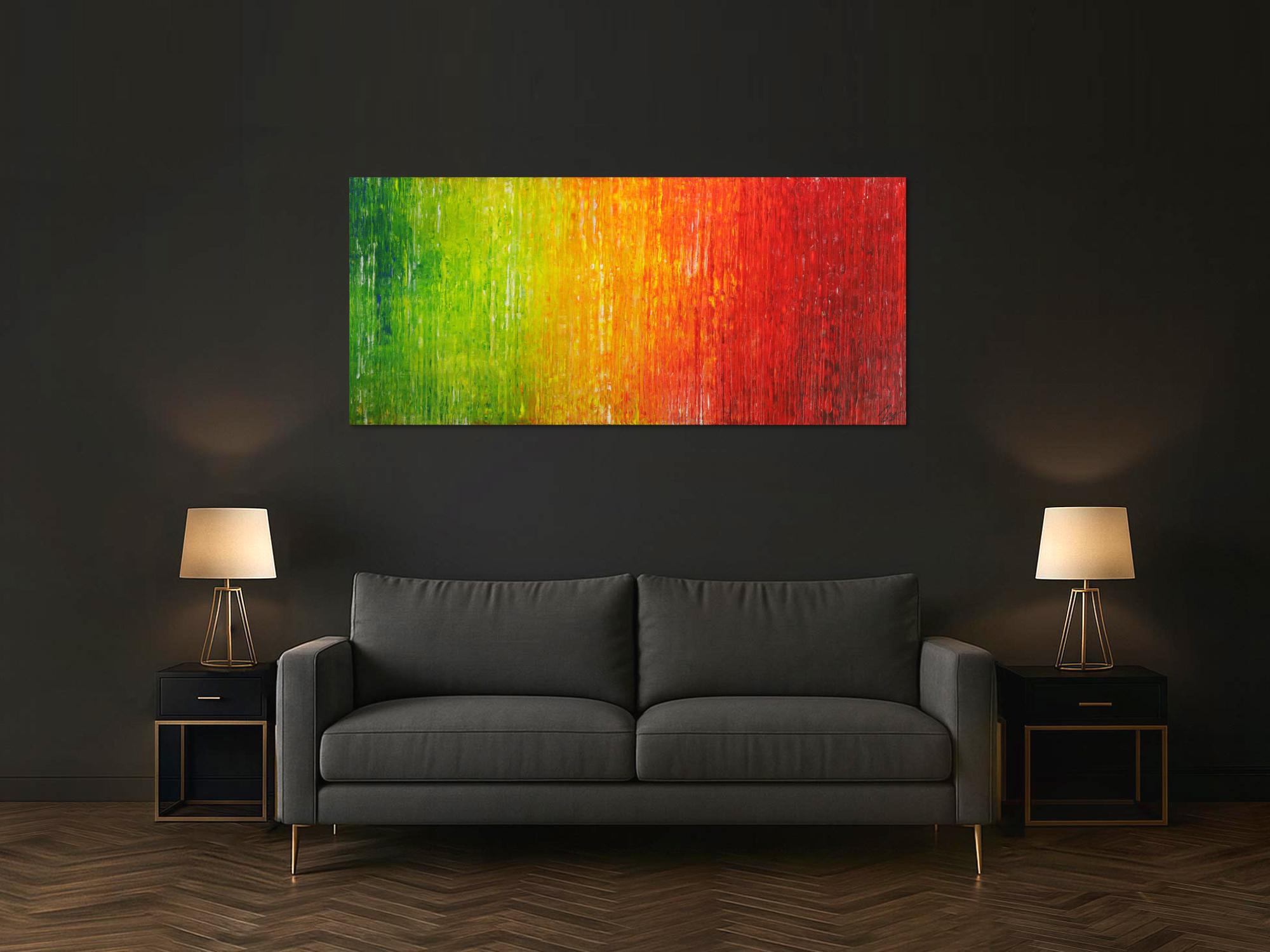 Abstraktes Original Gemälde 80x180cm Spachteltechnik Modern Art auf Leinwand sehr bunt hochwertig