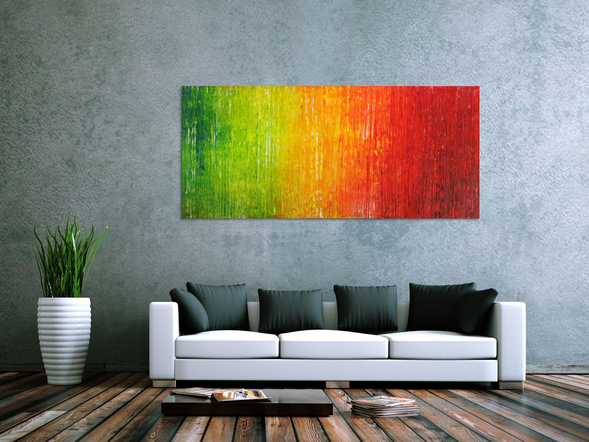 Abstraktes Original Gemälde 80x180cm Spachteltechnik Modern Art auf Leinwand sehr bunt hochwertig