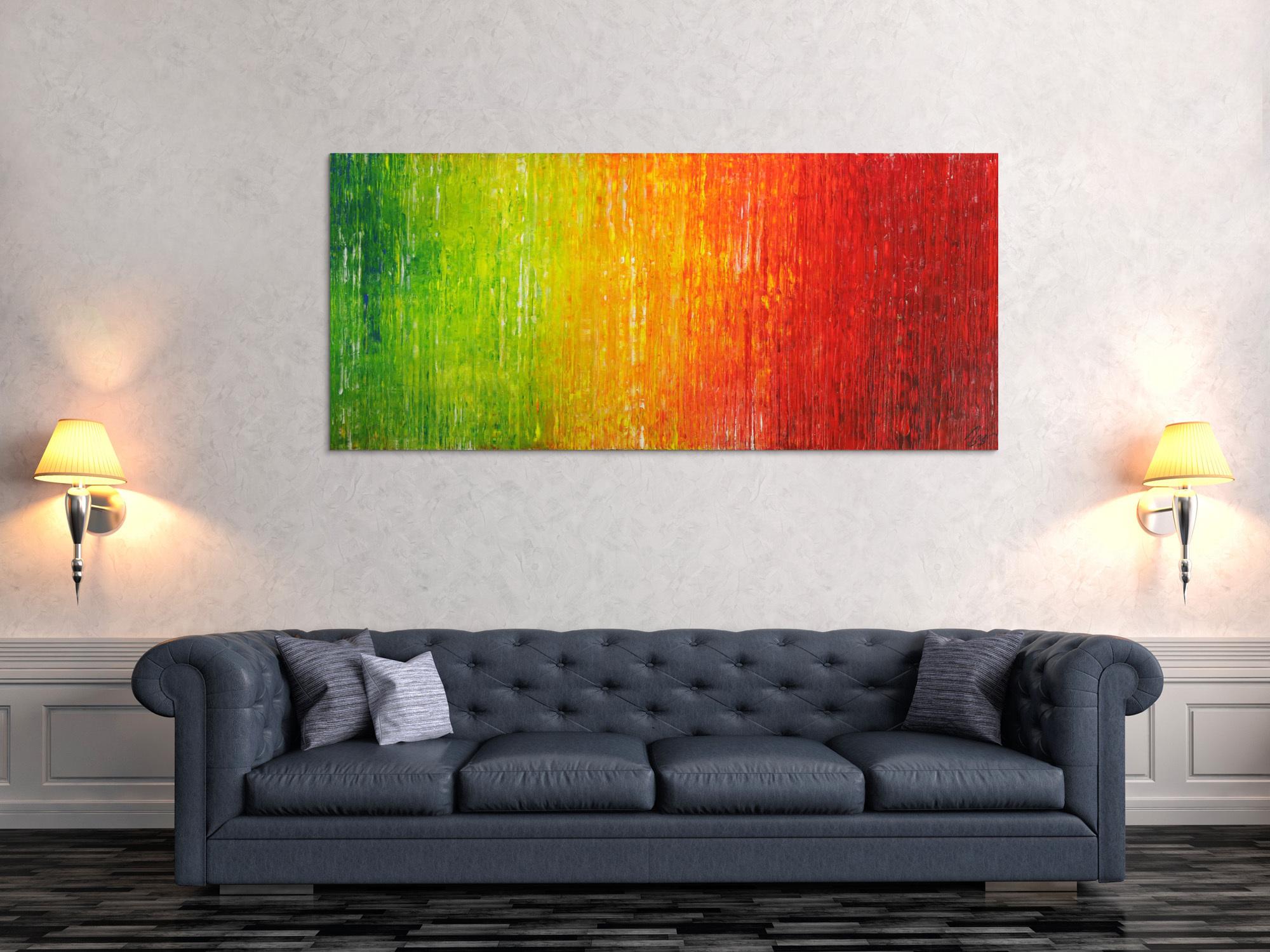 Abstraktes Original Gemälde 80x180cm Spachteltechnik Modern Art auf Leinwand sehr bunt hochwertig