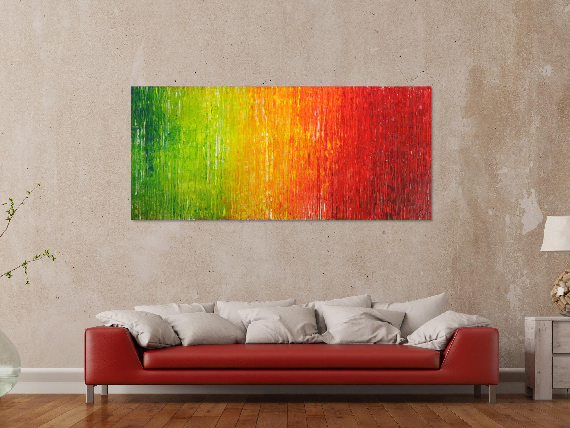 Abstraktes Original Gemälde 80x180cm Spachteltechnik Modern Art auf Leinwand sehr bunt hochwertig