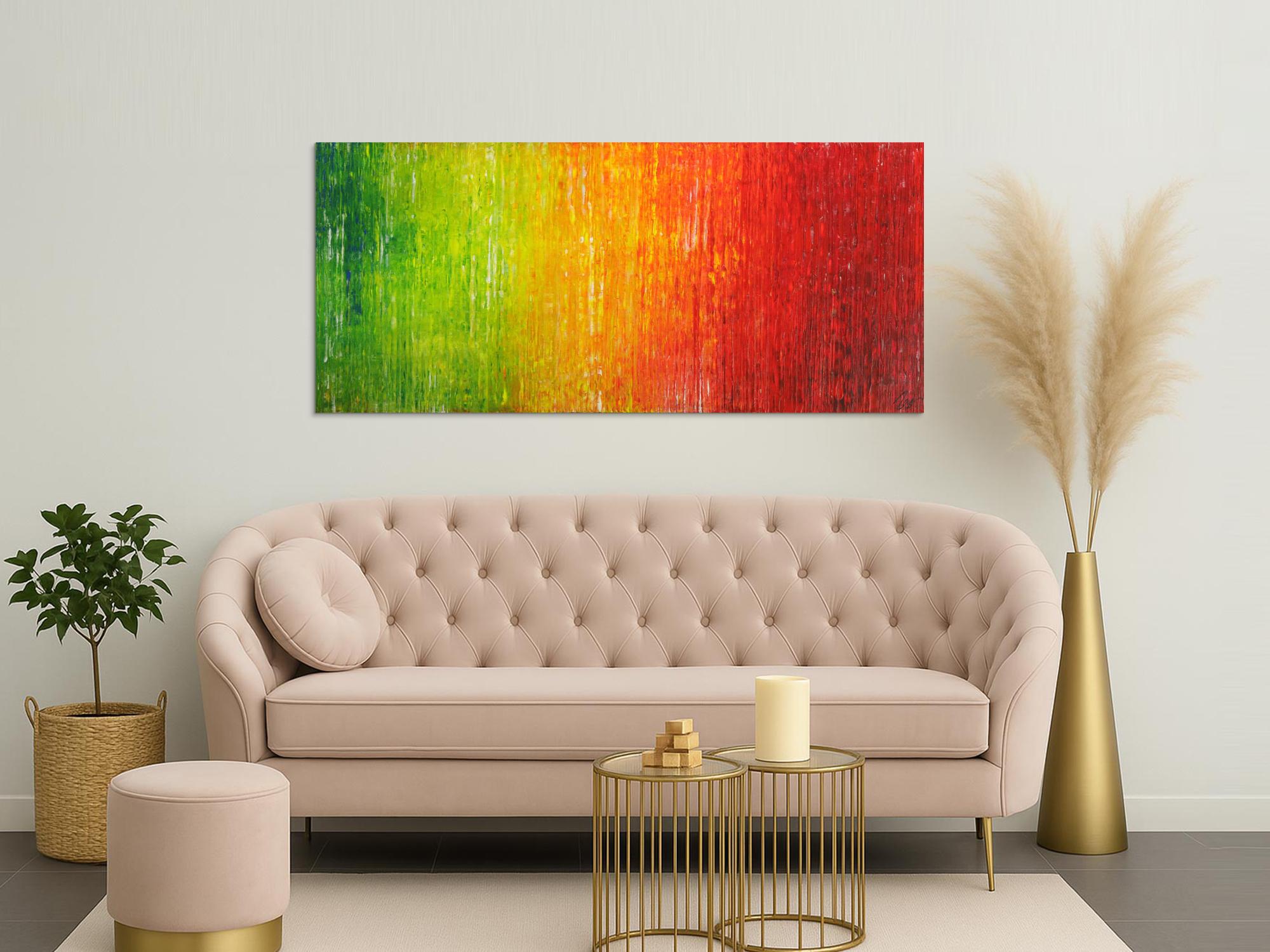 Abstraktes Original Gemälde 80x180cm Spachteltechnik Modern Art auf Leinwand sehr bunt hochwertig