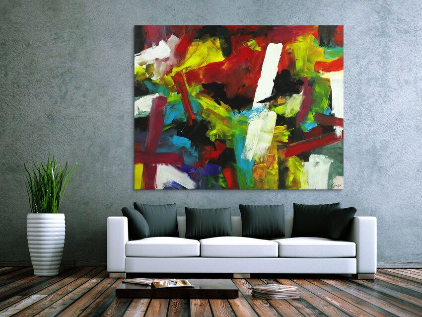 Gemälde Original abstrakt 140x180cm Spachteltechnik Moderne Kunst handgefertigt Mischtechnik bunt einzigartig