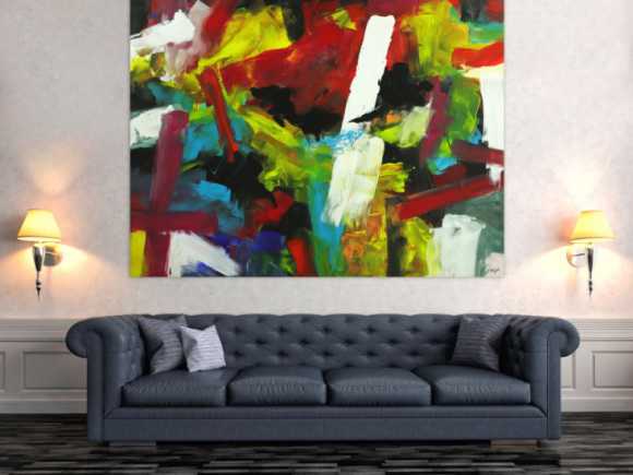 Gemälde Original abstrakt 140x180cm Spachteltechnik Moderne Kunst handgefertigt Mischtechnik bunt einzigartig