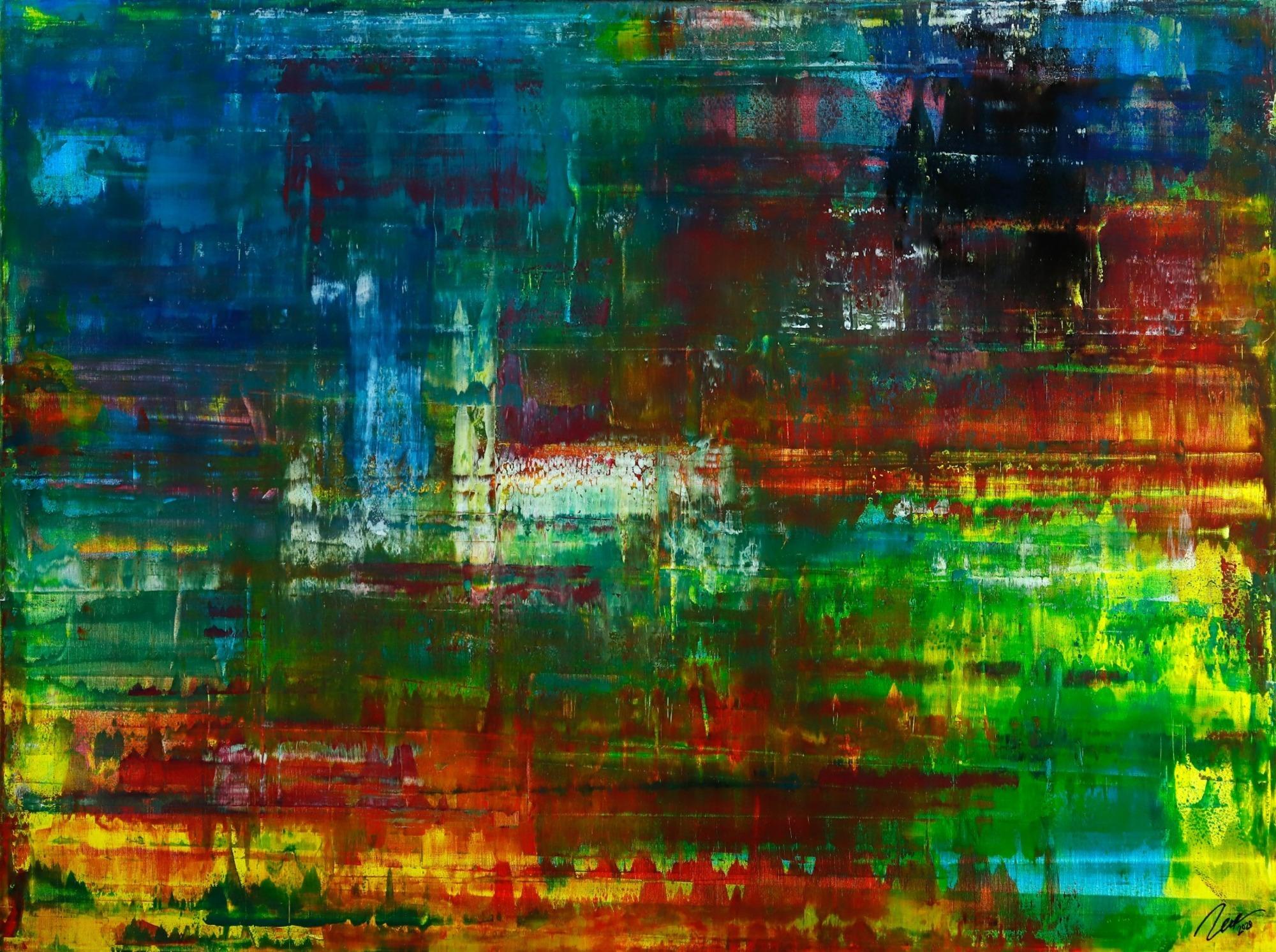 Abstraktes Original Gemälde 120x160cm Spachteltechnik Moderne Kunst handgemalt sehr bunt einzigartig