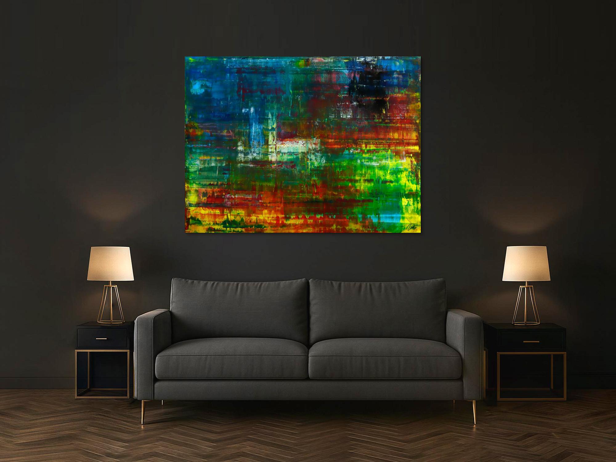 Abstraktes Original Gemälde 120x160cm Spachteltechnik Moderne Kunst handgemalt sehr bunt  einzigartig