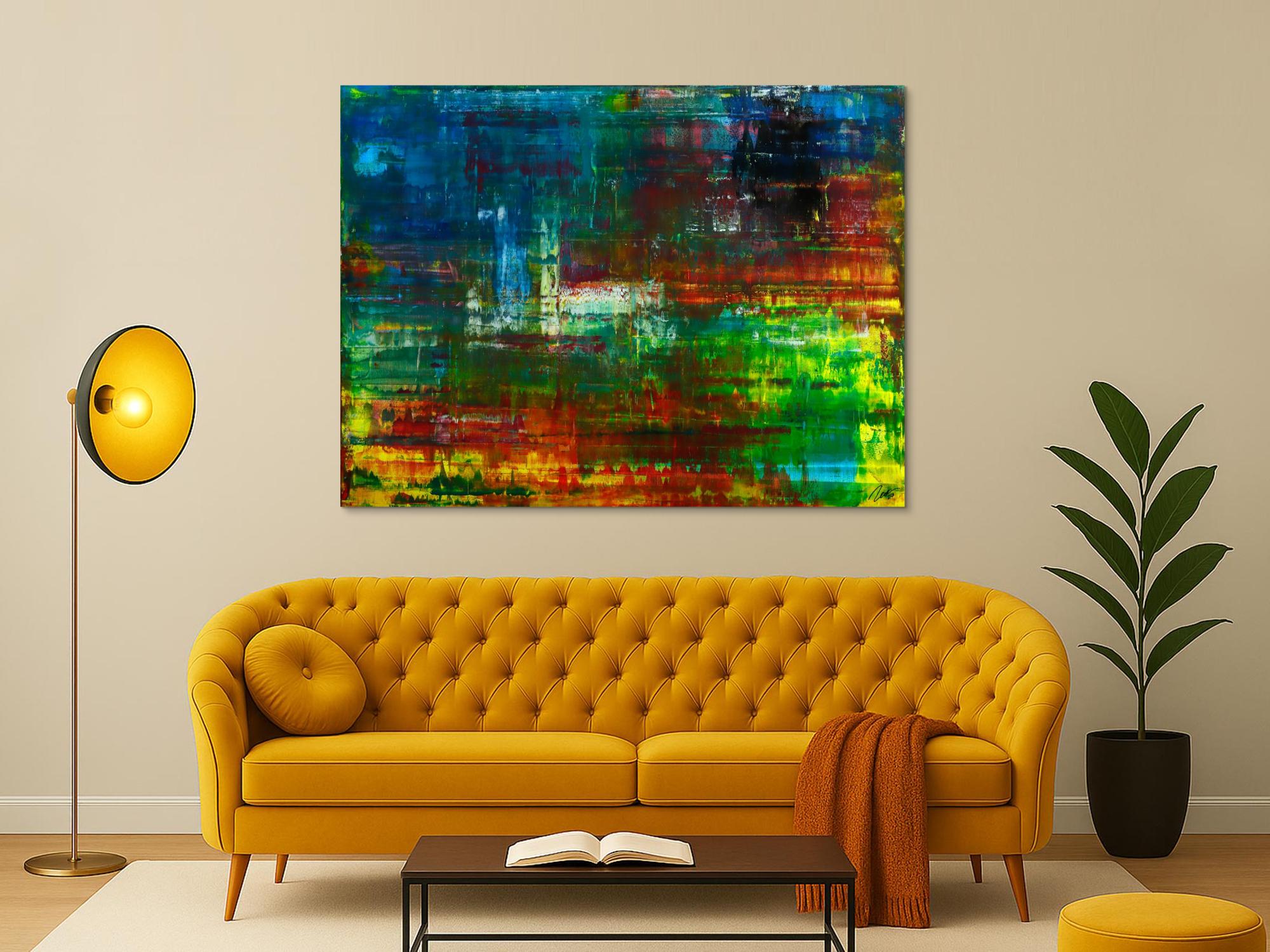 Abstraktes Original Gemälde 120x160cm Spachteltechnik Moderne Kunst handgemalt sehr bunt  einzigartig