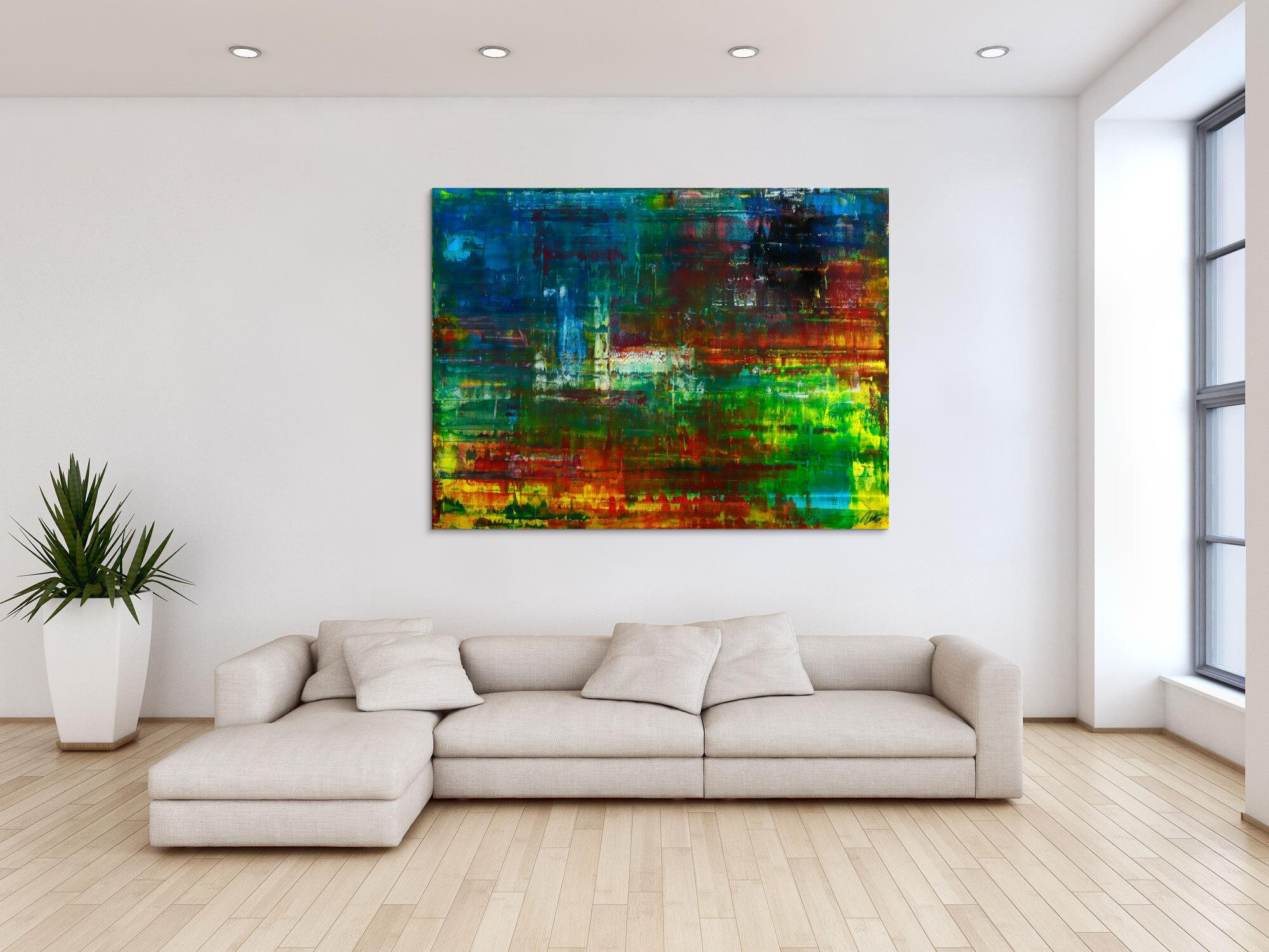 Abstraktes Original Gemälde 120x160cm Spachteltechnik Moderne Kunst handgemalt sehr bunt  einzigartig