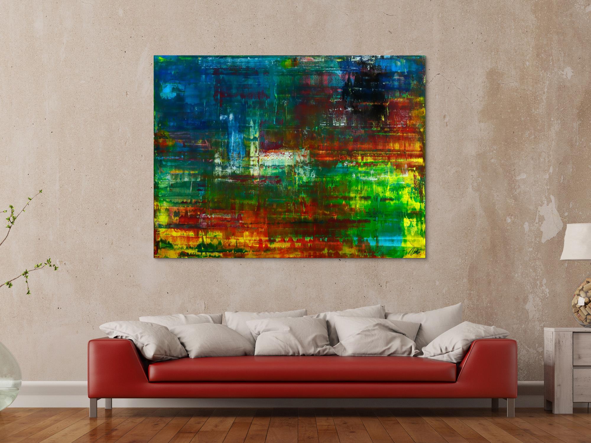 Abstraktes Original Gemälde 120x160cm Spachteltechnik Moderne Kunst handgemalt sehr bunt  einzigartig