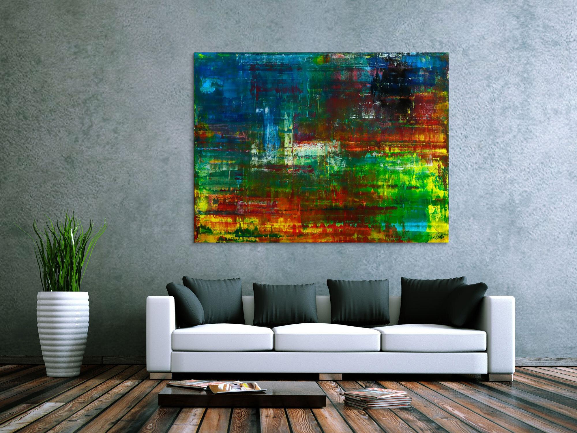 Abstraktes Original Gemälde 120x160cm Spachteltechnik Moderne Kunst handgemalt sehr bunt  einzigartig