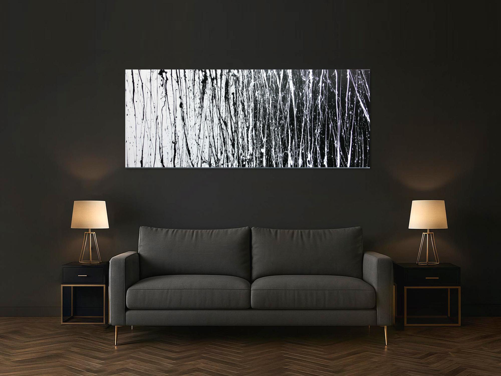 Abstraktes Acrylbild schwarz weiß modern