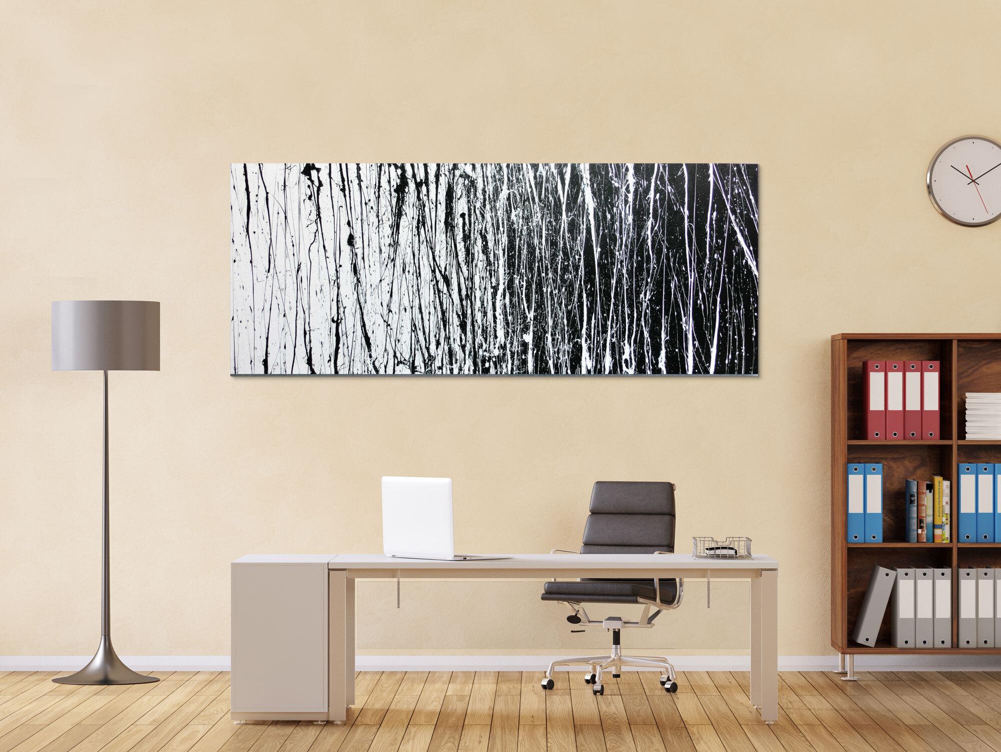 Abstraktes Acrylbild schwarz weiß modern