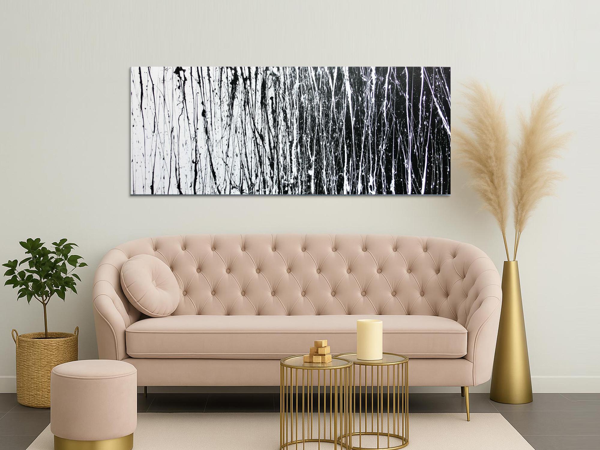 Abstraktes Acrylbild schwarz weiß modern