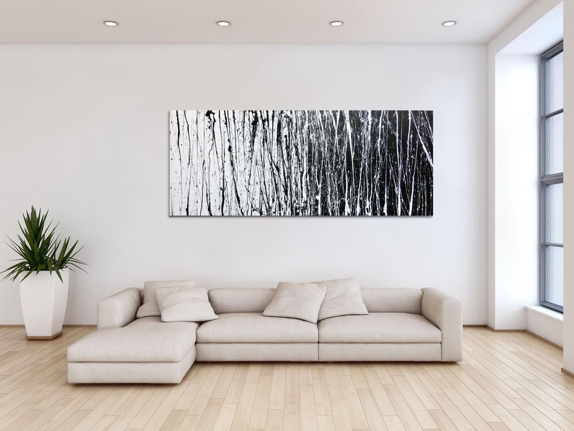 Abstraktes Acrylbild schwarz weiß modern