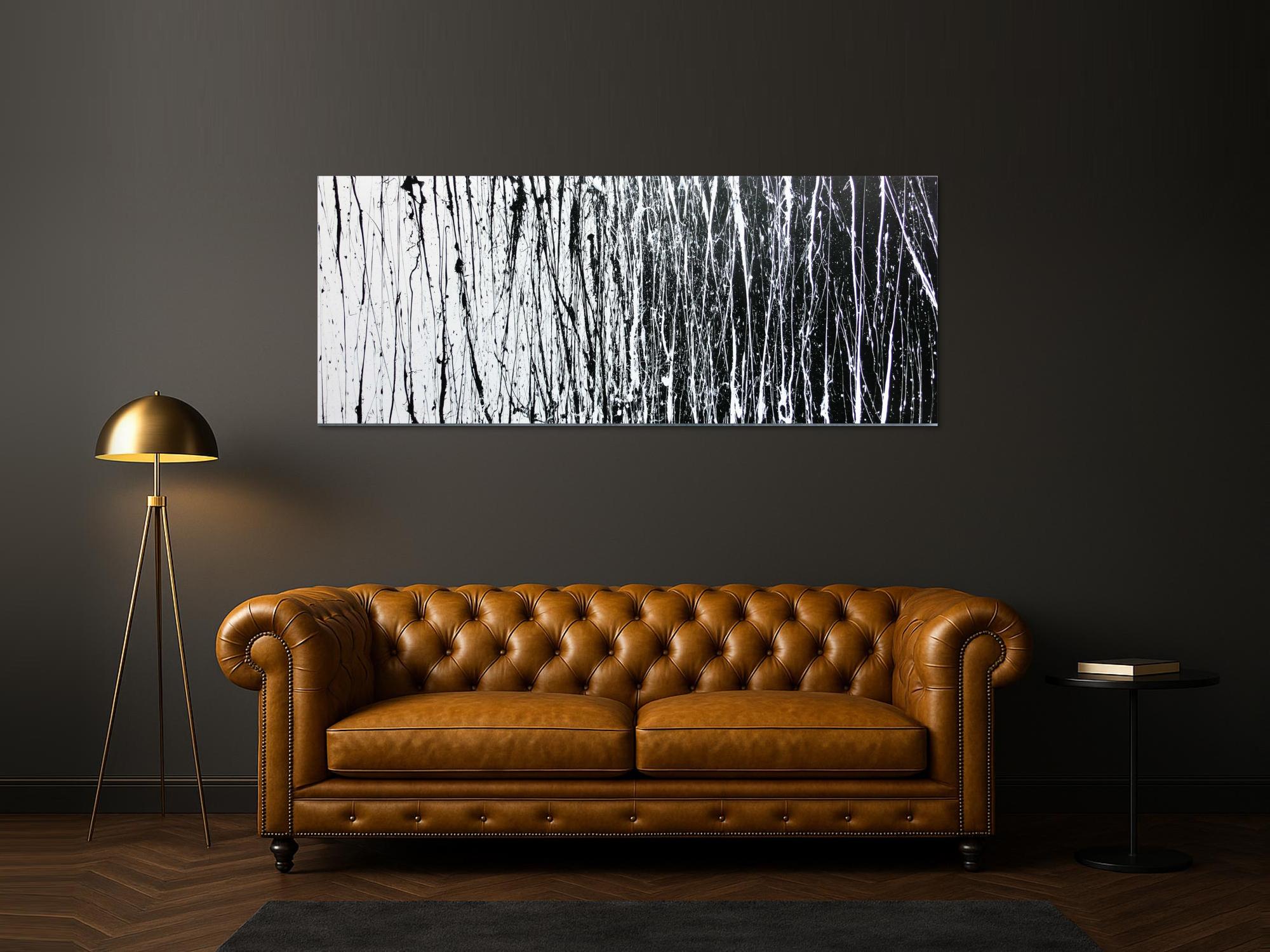 Abstraktes Acrylbild schwarz weiß modern