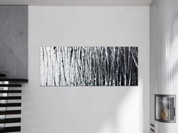 Abstraktes Acrylbild schwarz weiß modern