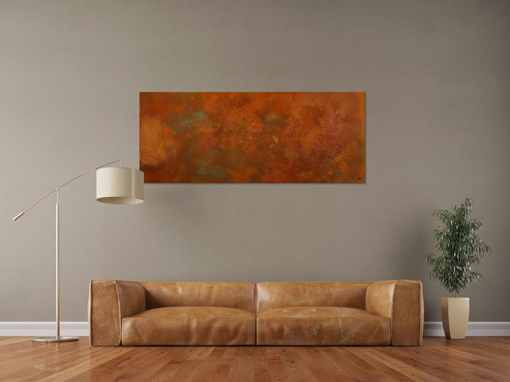 Original Gemälde abstrakt 60x150cm aus echtem Rost Moderne Kunst handgefertigt mit Rostfarbe Einzelstück