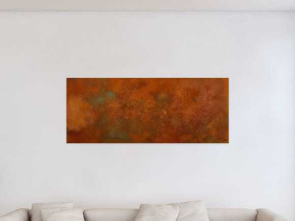 Original Gemälde abstrakt 60x150cm aus echtem Rost Moderne Kunst handgefertigt mit Rostfarbe Einzelstück
