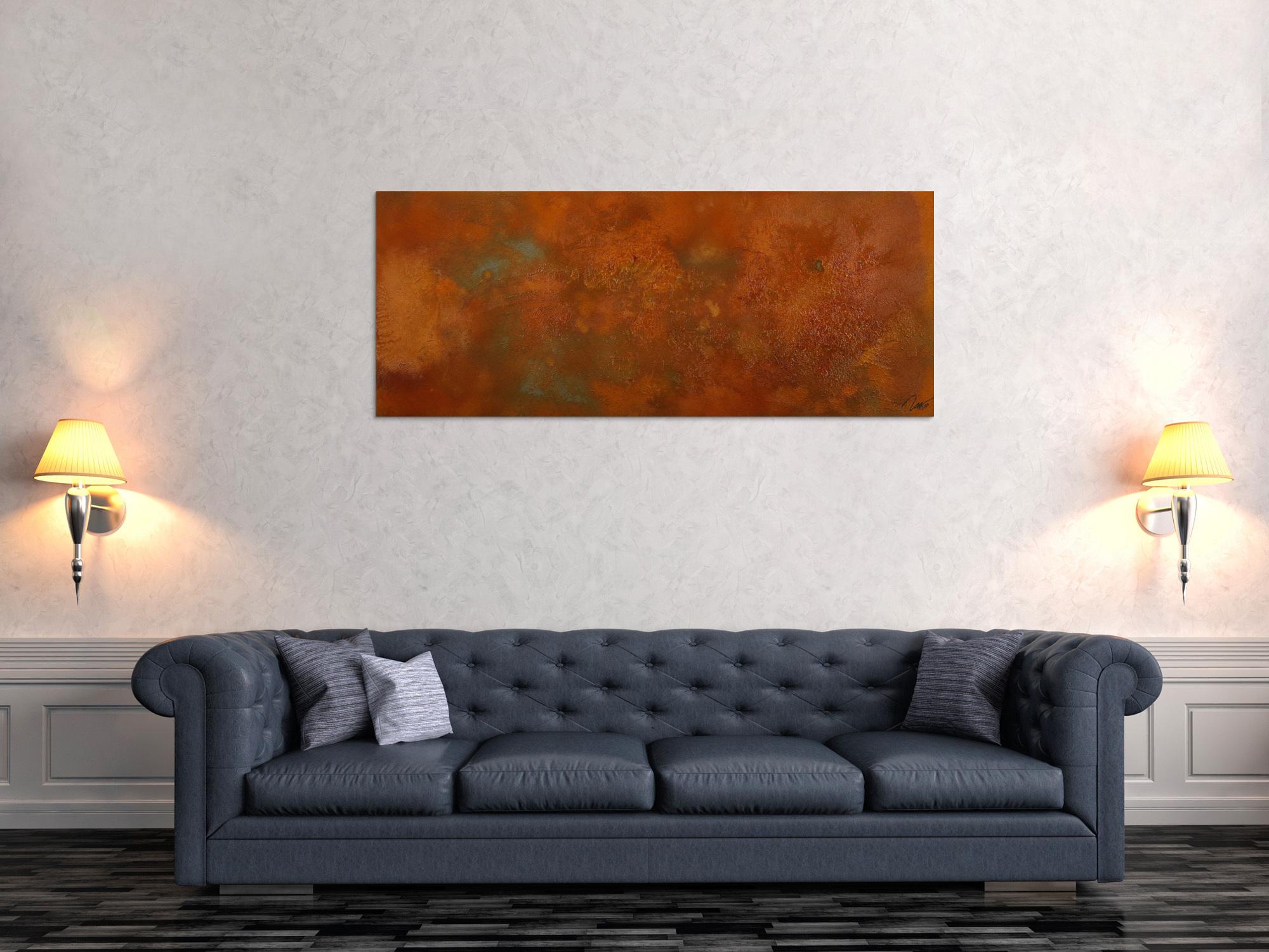 Original Gemälde abstrakt 60x150cm aus echtem Rost Moderne Kunst handgefertigt mit Rostfarbe Einzelstück