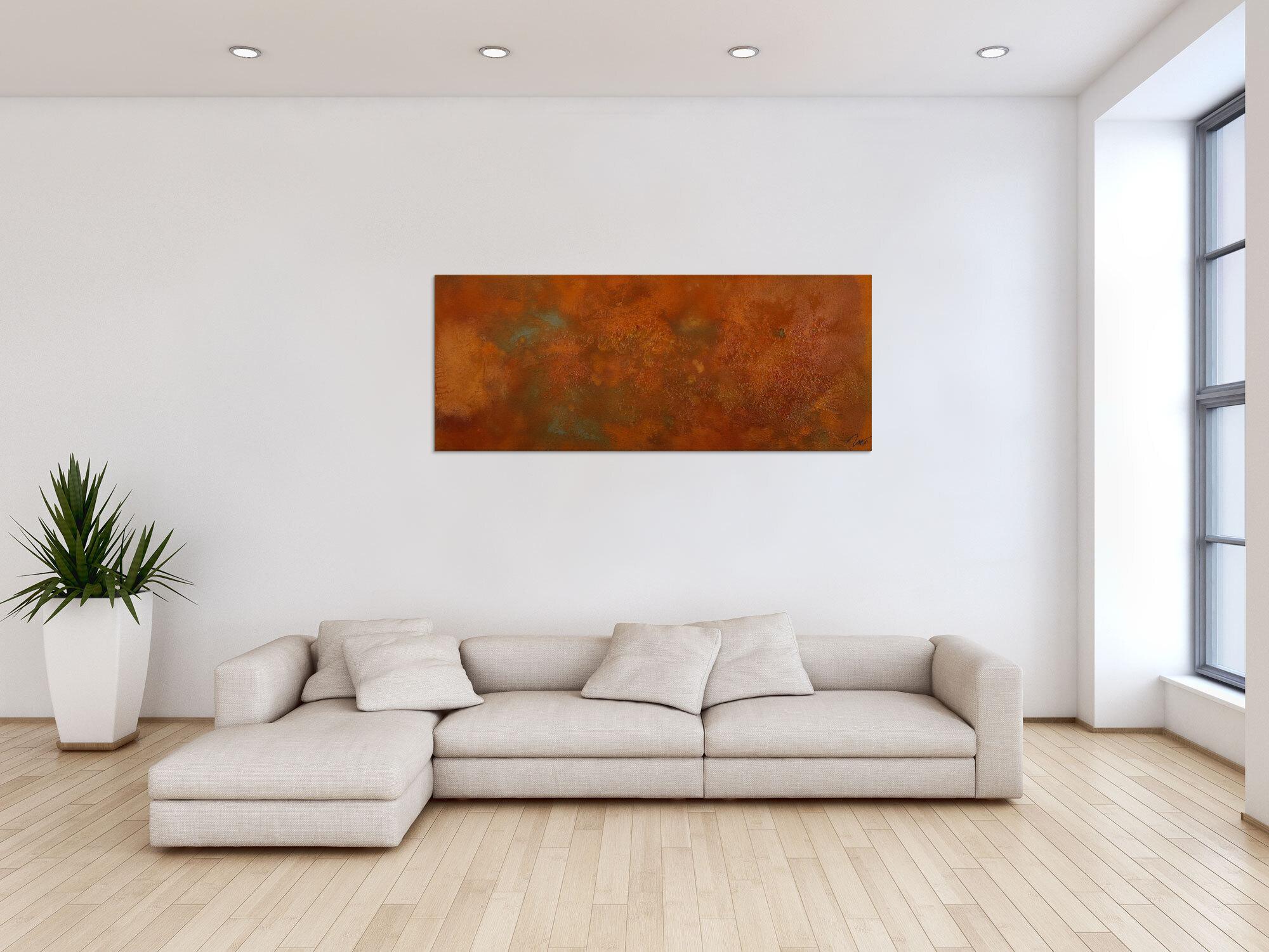Original Gemälde abstrakt 60x150cm aus echtem Rost Moderne Kunst handgefertigt mit Rostfarbe Einzelstück