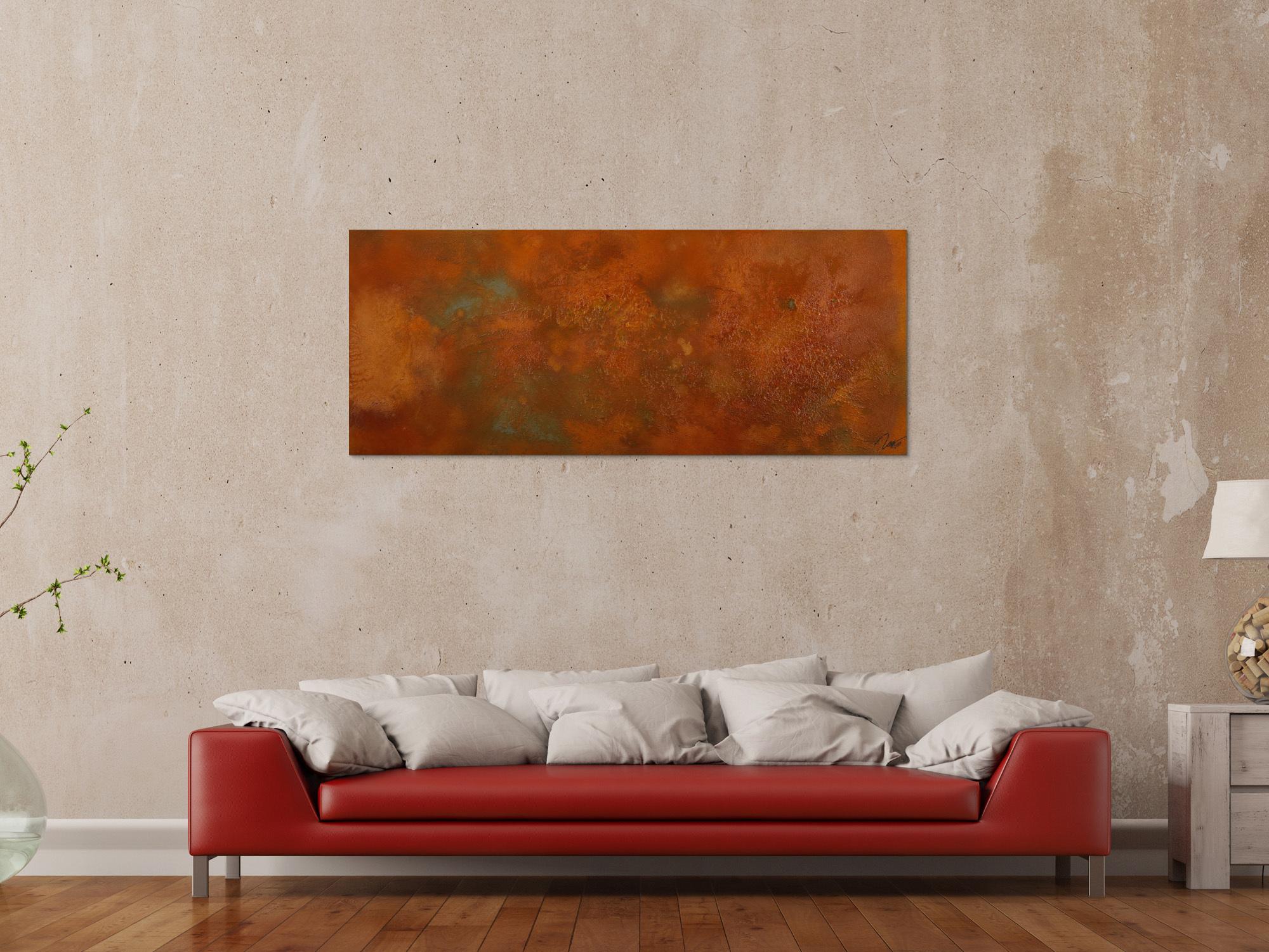 Original Gemälde abstrakt 60x150cm aus echtem Rost Moderne Kunst handgefertigt mit Rostfarbe Einzelstück