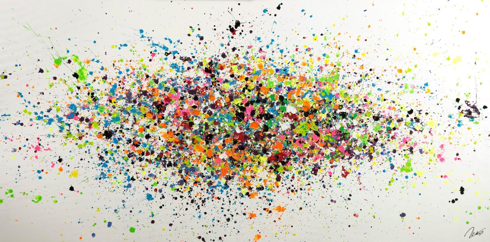 Gemälde Original abstrakt 100x200cm Minimalistisch Modern Art handgemalt Action Painting sehr bunt hochwertig