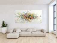 Gemälde Original abstrakt 100x200cm Minimalistisch Modern Art handgemalt Action Painting sehr bunt hochwertig