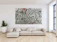 Abstraktes Original Gemälde 120x200cm Minimalistisch zeitgenössisch handgemalt Action Painting grau weiß anthrazit Unikat
